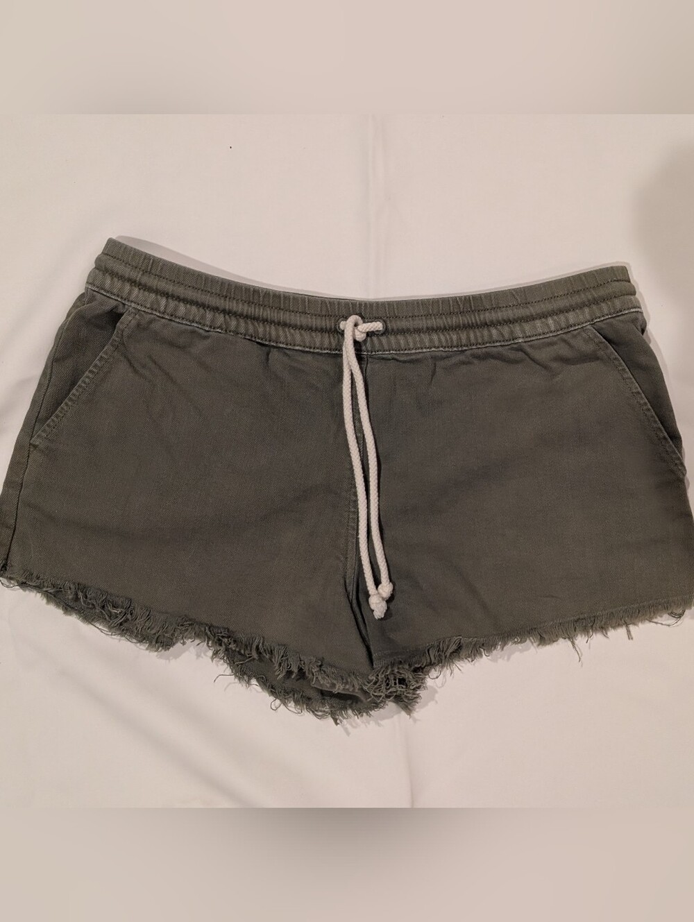 Women's Aerie Olive Drawstring Frayed Hem Shorts